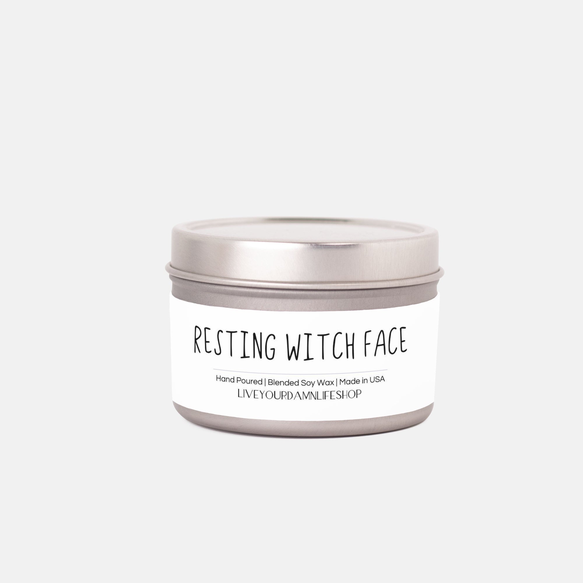 Resting Witch Face Candle Tin 4oz