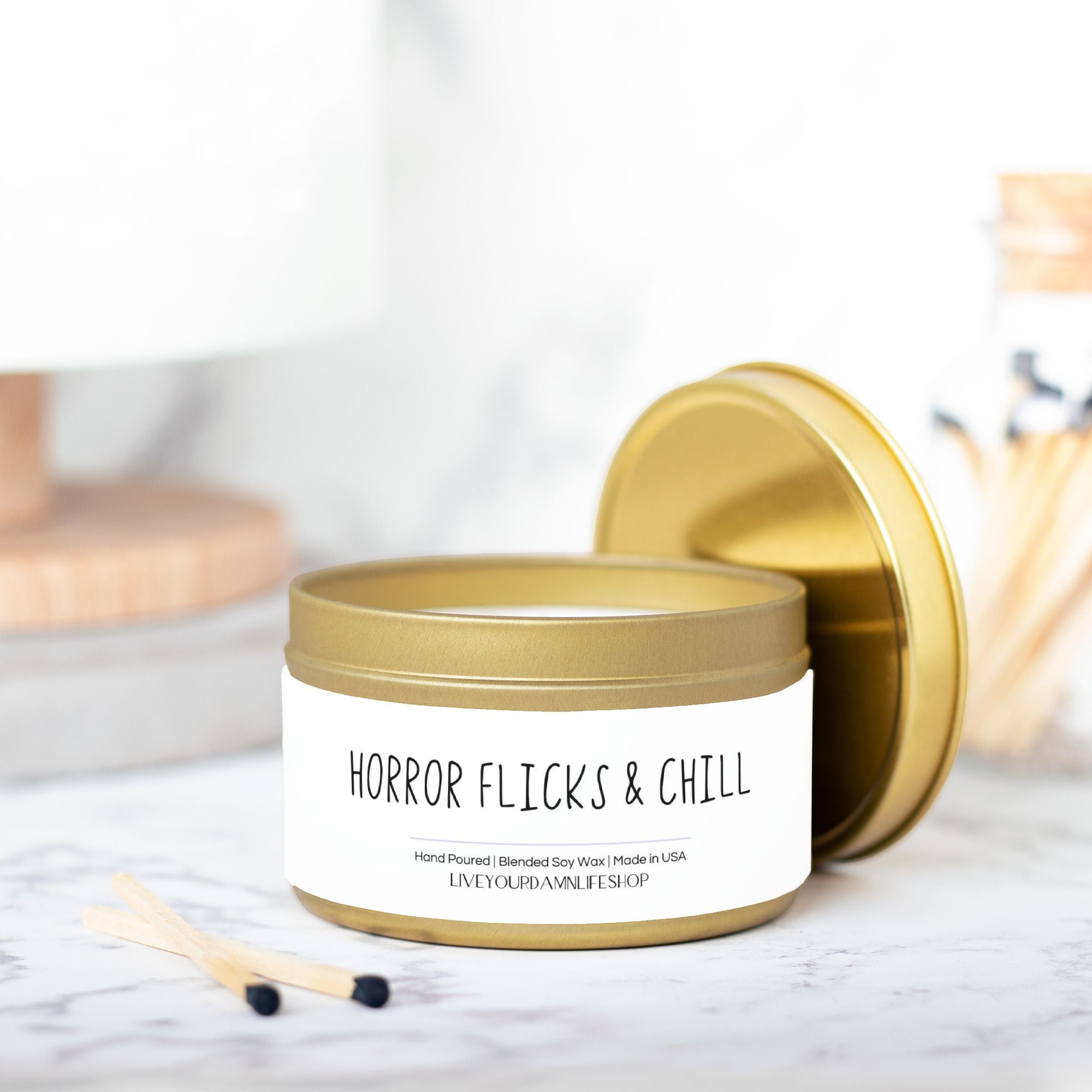 Horror Flicks & Chill Candle Tin 8oz