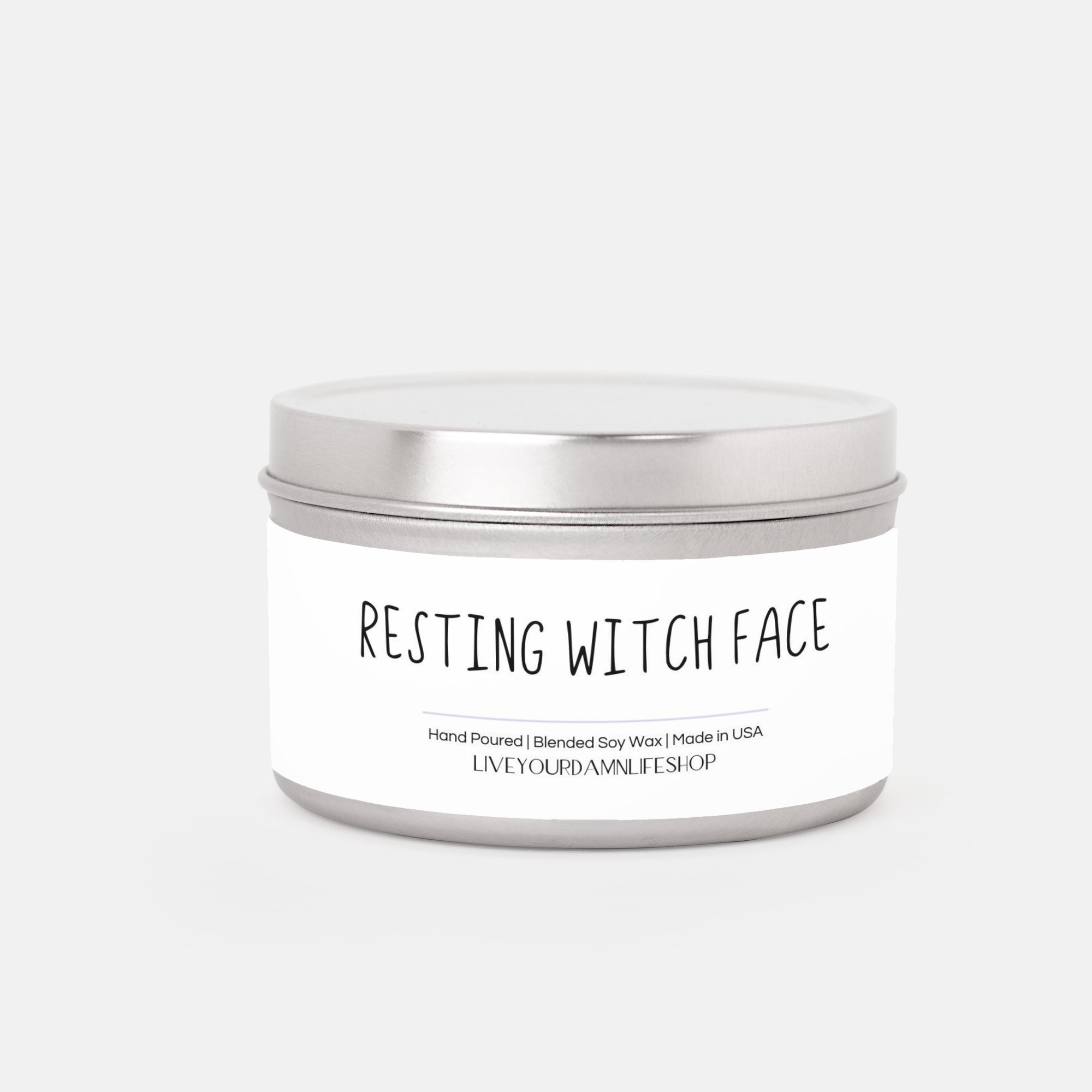 Resting Witch Face Candle Tin 8oz