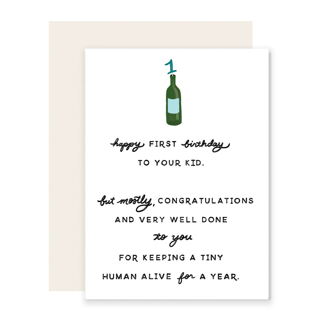 First Birthday Wine Card
