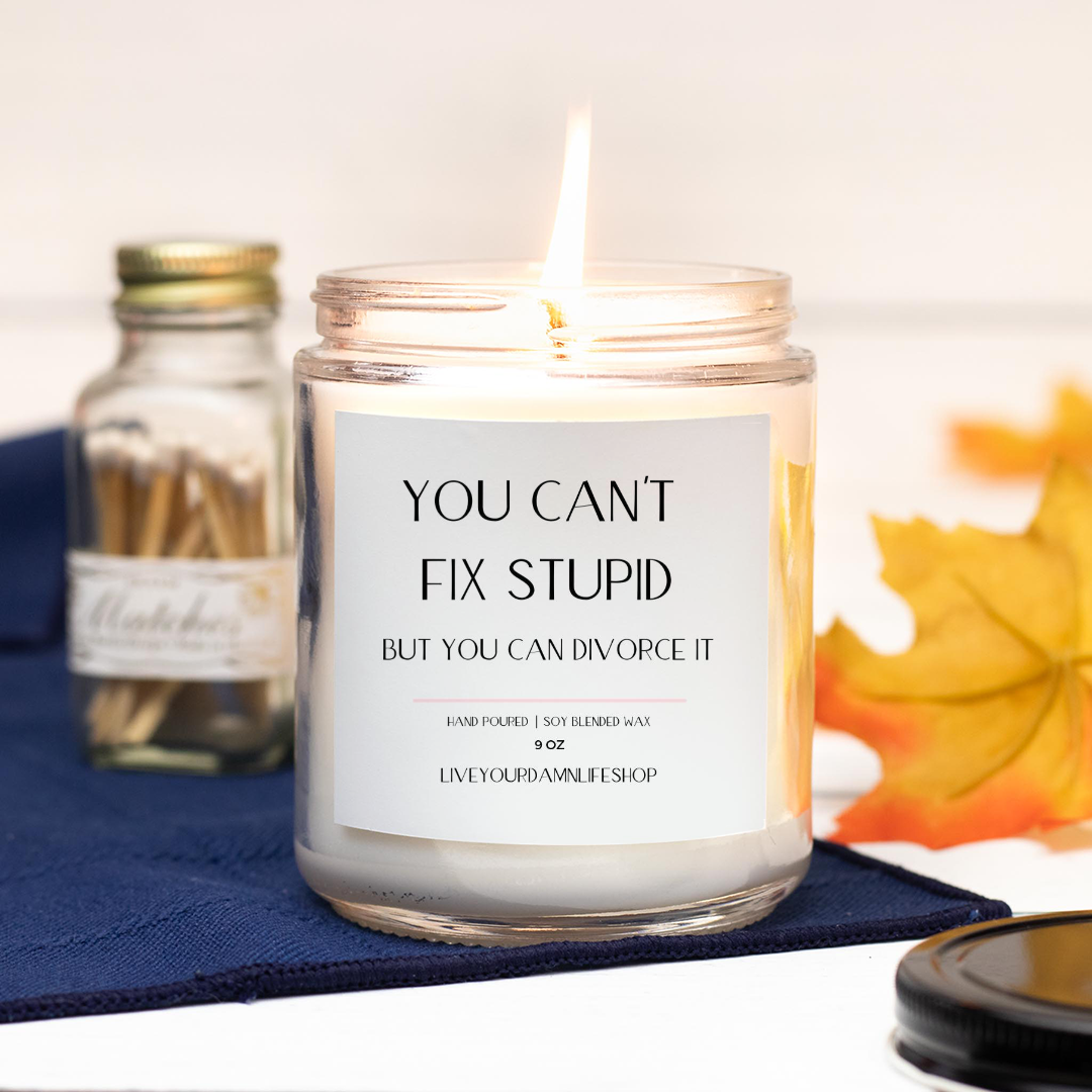 You Can't Fix Stupid, But You Can Divorce It Candle